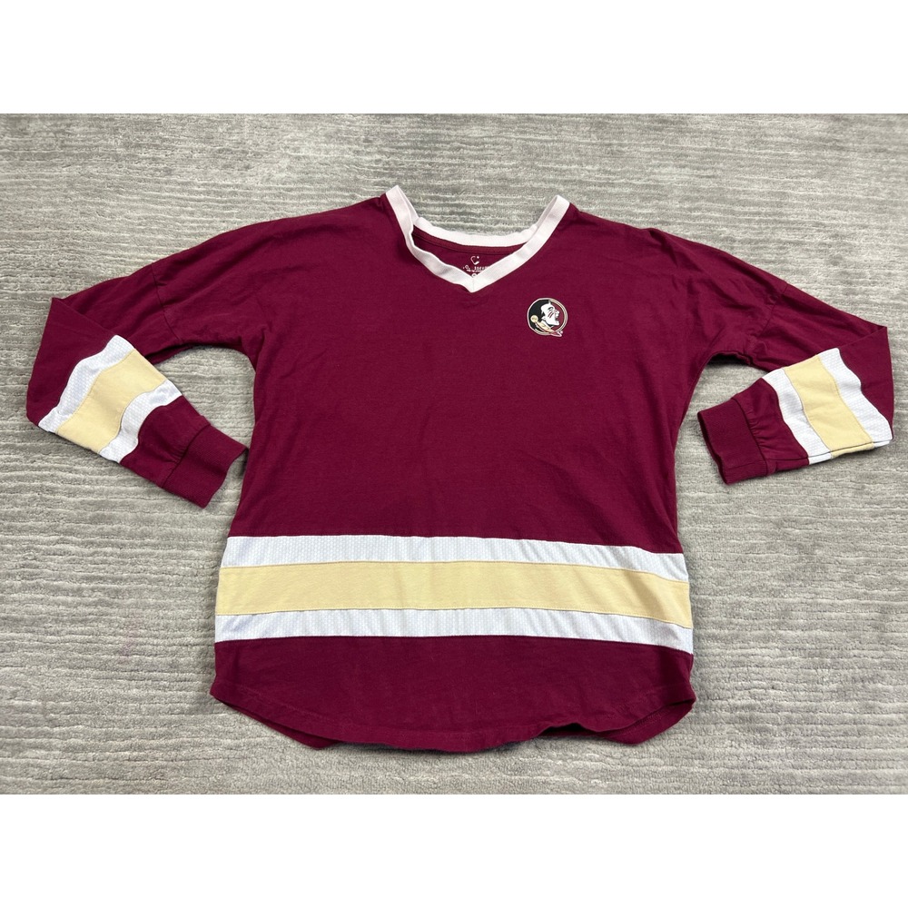 Colosseum FSU Shirt Womens M Garnet Florida State Seminoles Long Sleeve V-Neck